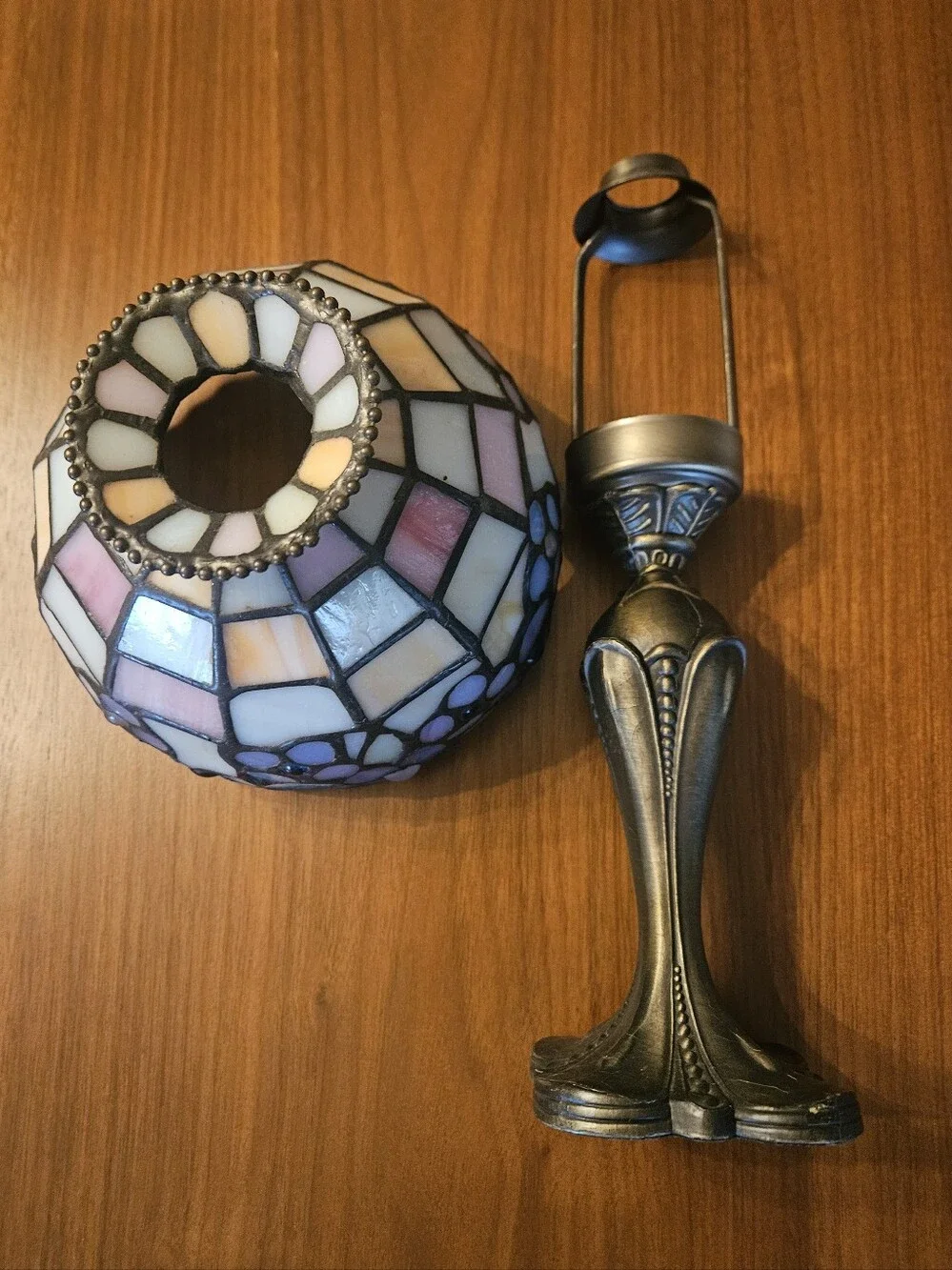 Vintage 1990s PartyLite Tiffany StylStained Glass Tealight Lamp, ECU - Picture 3 of 5